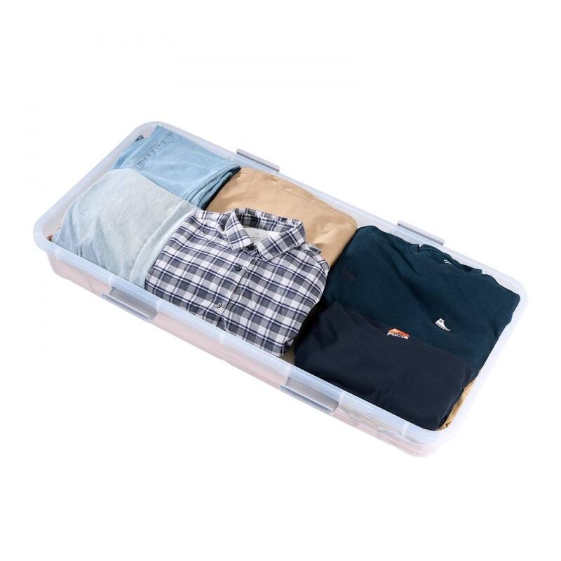 57L Clear Plastic 2 Pack Extra Large Under Bed Storage Organizer with Wheels and Stackable - 39.8 x 20.1 x 5.9 inch