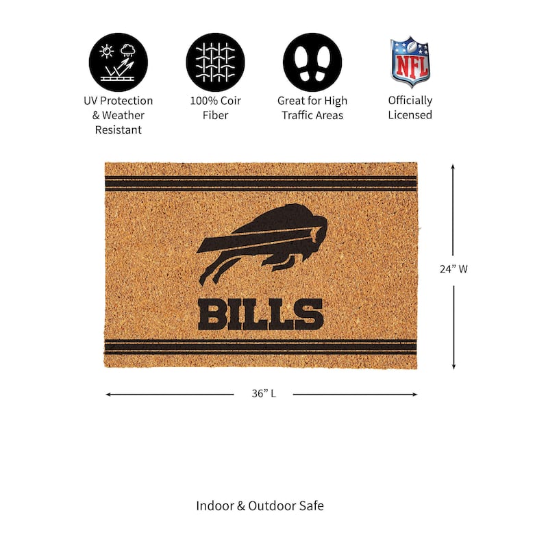 Buffalo Bills Monochrome Indoor/Outdoor Coir Door Mat