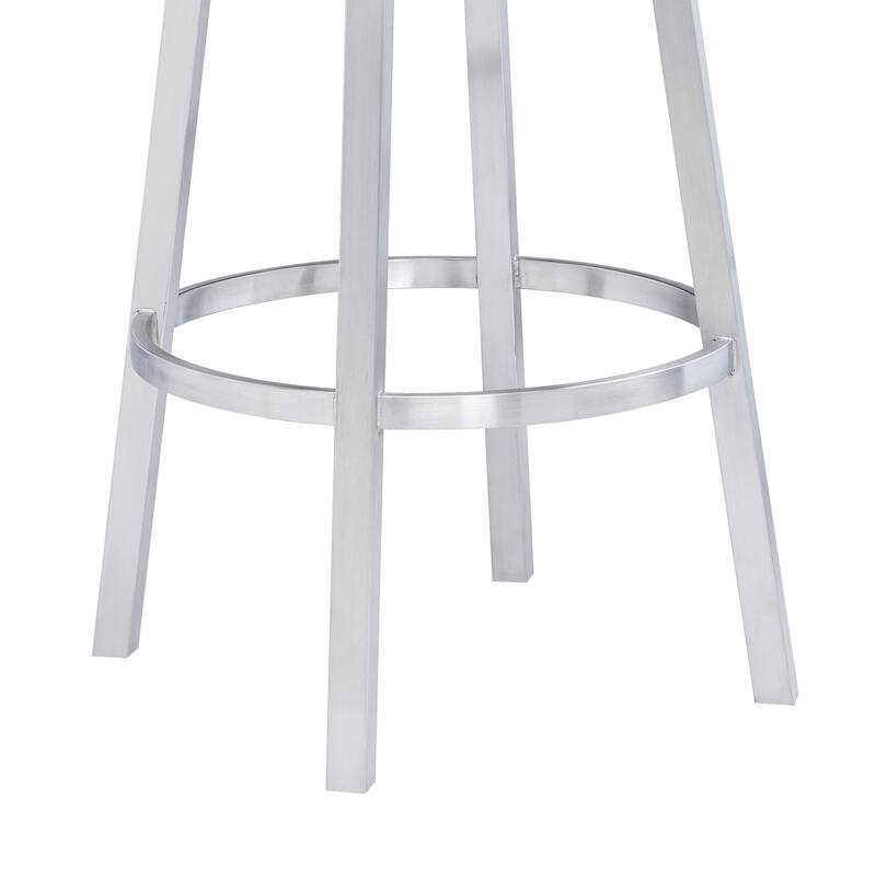 26" Grey Faux Leather Swivel Counter Height Bar Stool with Arms and Footrest Iron Frame - 35" H x 20" W x 21" D