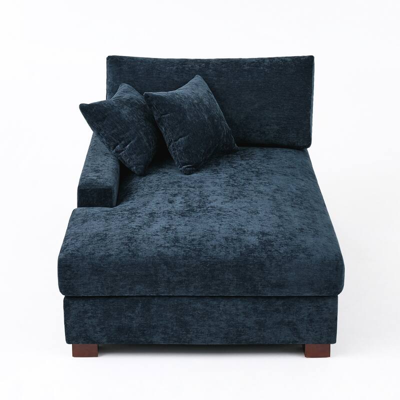 40.8"W Modern Chenille Upholstered Chaise Lounge with Pillow