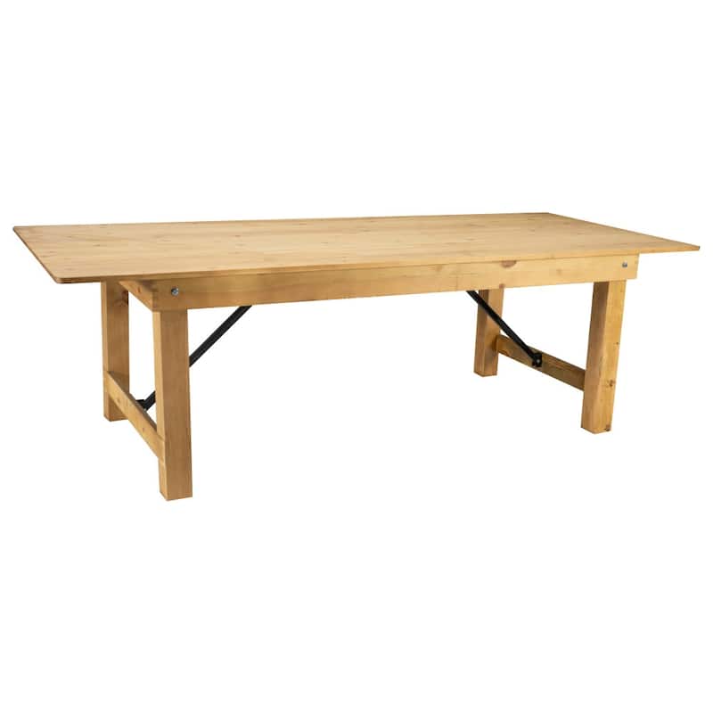 8' x 40" Rectangular Antique Rustic Solid Pine Folding Farm Table - 96"D x 40"W x 30"H