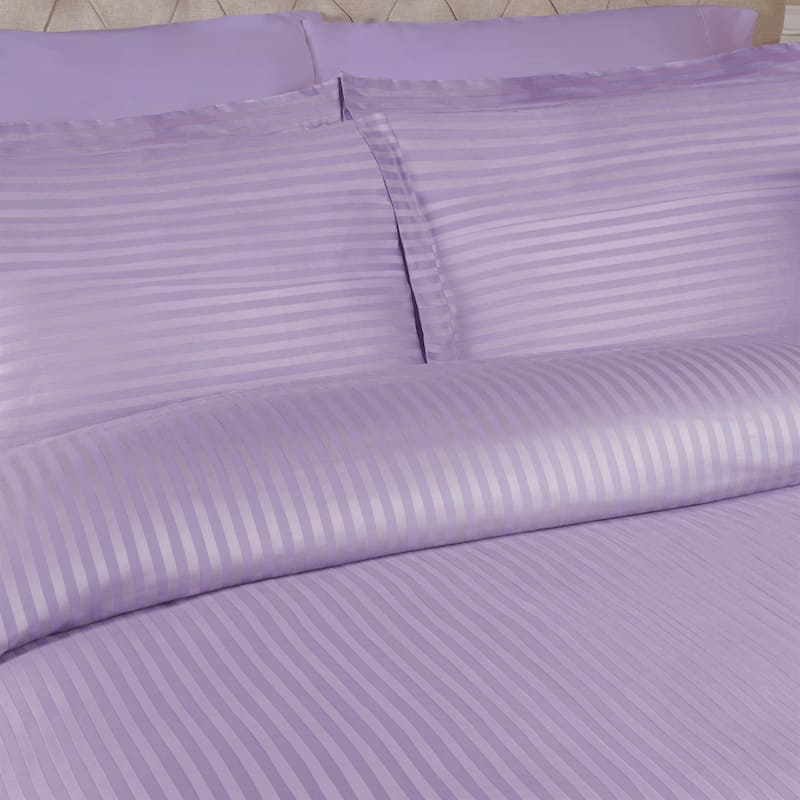 Superior Egyptian Cotton 300 Thread Count Stripe Duvet Cover Set with Pillow Shams