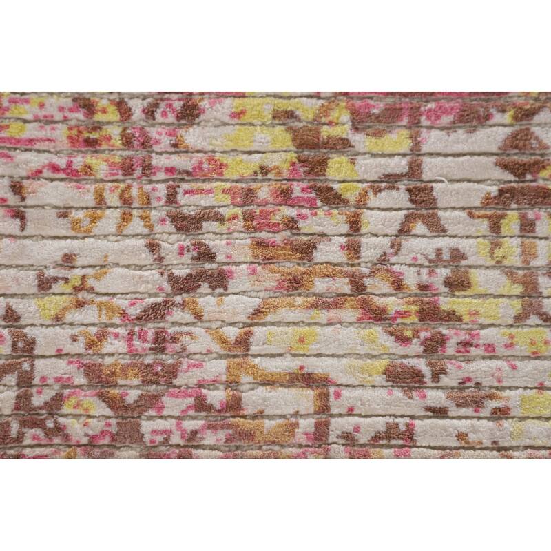 Striped Abstract Modern Area Rug Hand-Knotted Wool Carpet - 5'8"x 9'2"