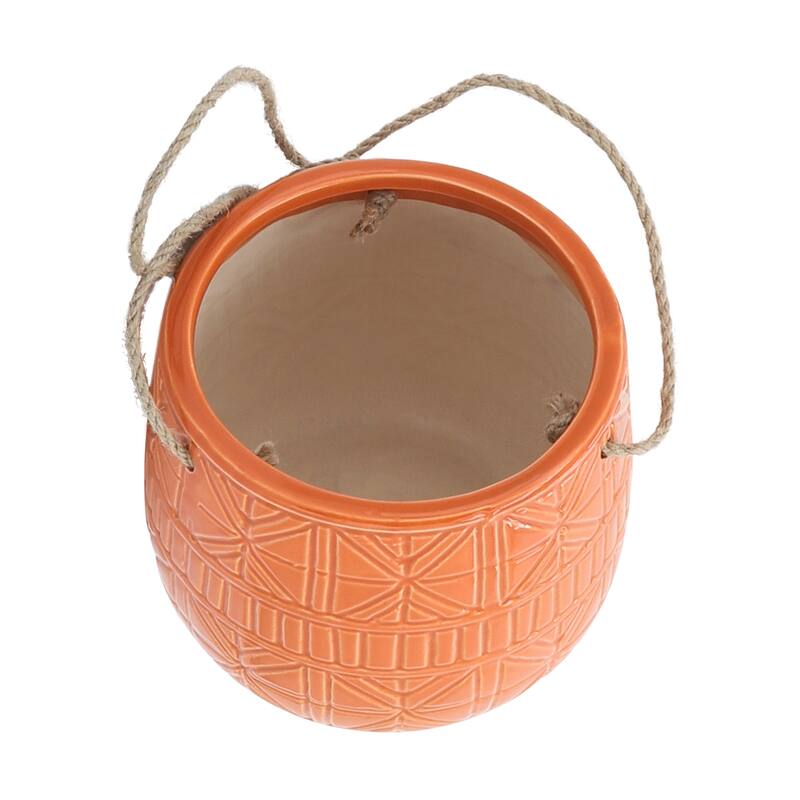 Sagebrook Home Neutral Textured Ceramic Hanging Planter
