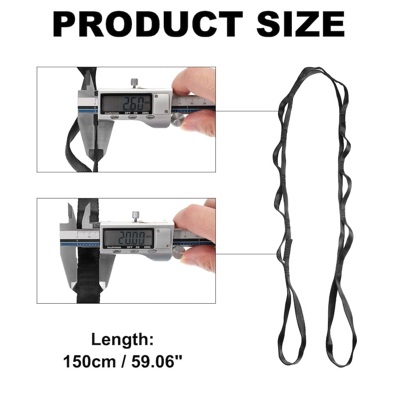 25KN Daisy Chain Yoga Extend Belt 1.5M, Climbing Straps for Exercise - 1.5M - Black