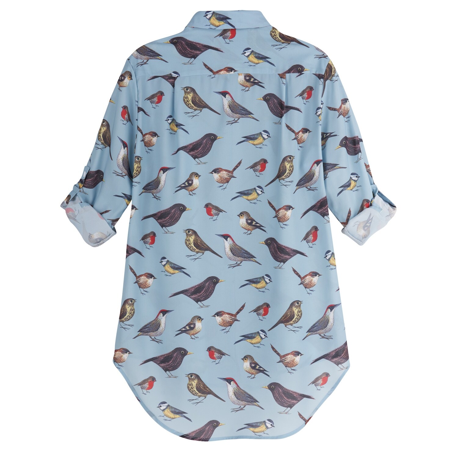 Shop La Soul Women S Bird Shirt Blue Button Front Long Sleeve