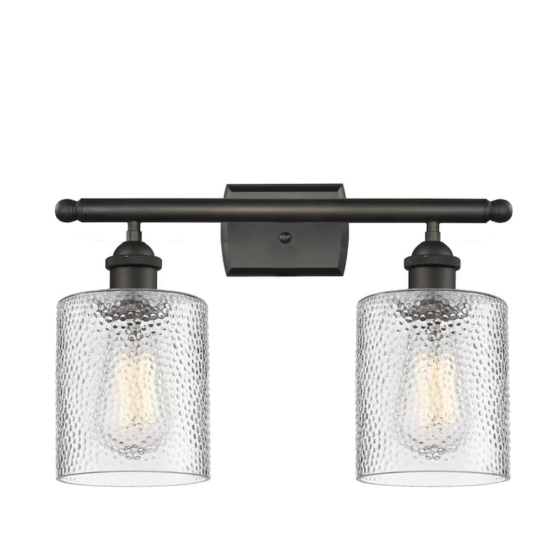 Innovations Lighting Cobleskill 2 Light 16" Wide Bathroom Vanity Light - Oiled Rubbed Bronze / Clear Ripple