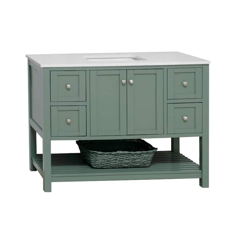 KitchenBathCollection Lakeshore 48" Bathroom Vanity with Engineered White Top