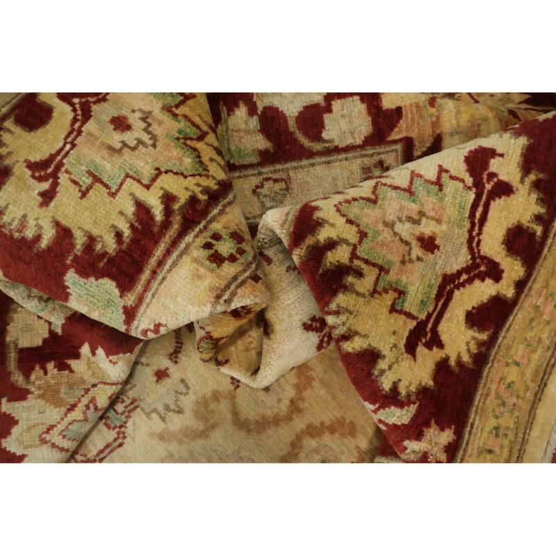 Hand Knotted Oriental 100% Wool Carpet Traditional All-Over Beige & Ivories Peshawar Area Rug - 8' 5'' X 6' 0''