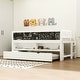 preview thumbnail 13 of 22, Twin Size Low Loft Bed with Trundle, Solid Wood Bed Frame with Storage Shelves & Blackboard, Space-Saving Design for Small Rooms White - Twin