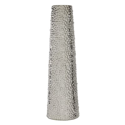 Ceramic Tall Cone Decorative Vase with Bubble Texture - Silver, White, Black, Gold - Roche River Decor
