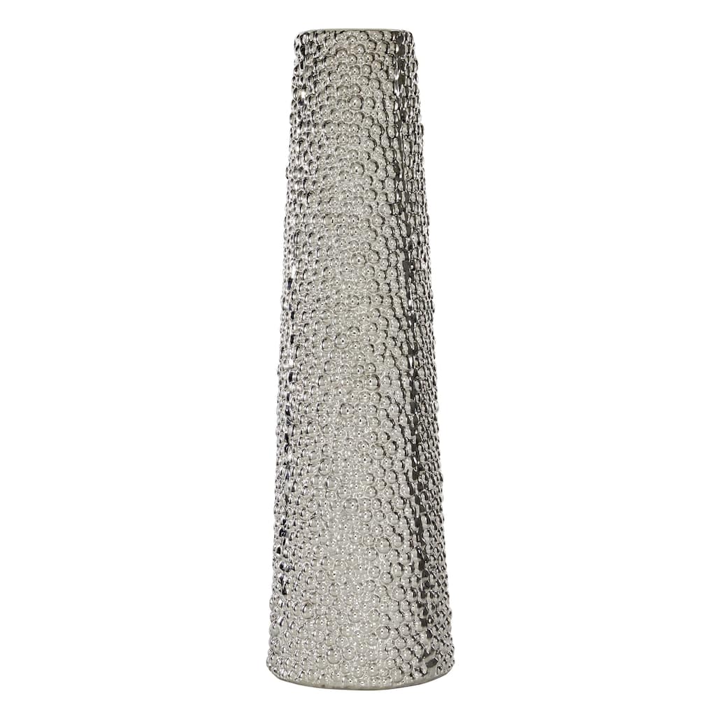 Ceramic Tall Cone Decorative Vase with Bubble Texture - Silver, White, Black, Gold - Roche River Decor