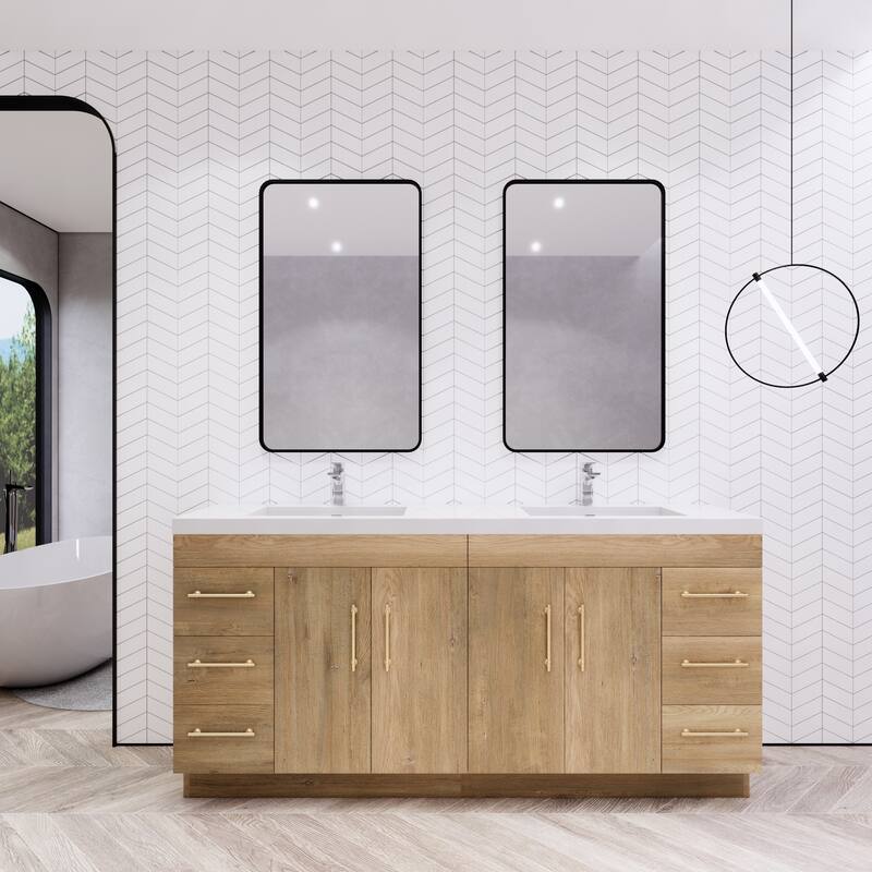 Eliza 72'' Freestanding Vanity with Double Sink - 72'' Width - Oak