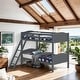 preview thumbnail 2 of 6, Twin over Twin Bunk Bed with Camelback Headboard & Guardrails, Grey