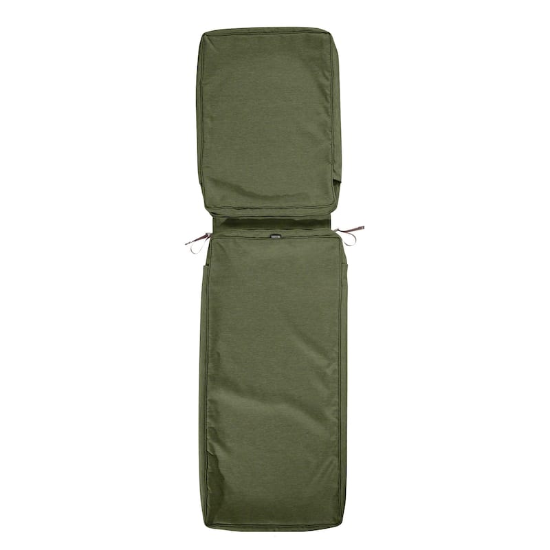 Classic Accessories Montlake Water-Resistant 72 x 21 x 3 Inch Patio Chaise Lounge Cushion Slip Cover, Antique Beige - 72"L x 21"W x 3"Thick - Heather Fern Green