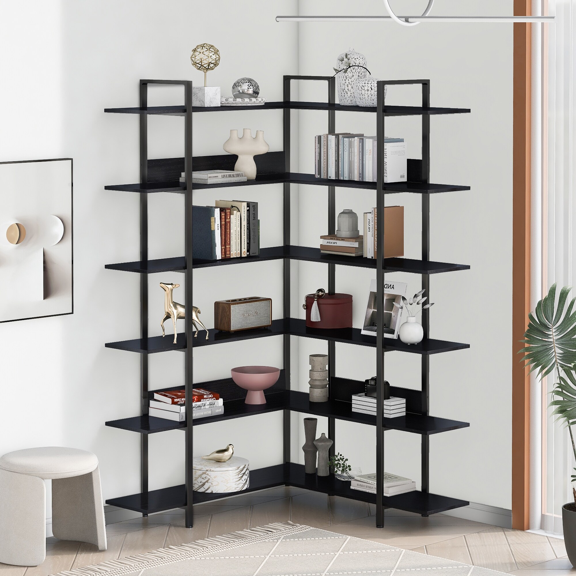 Stainless steel shop corner shelf unit