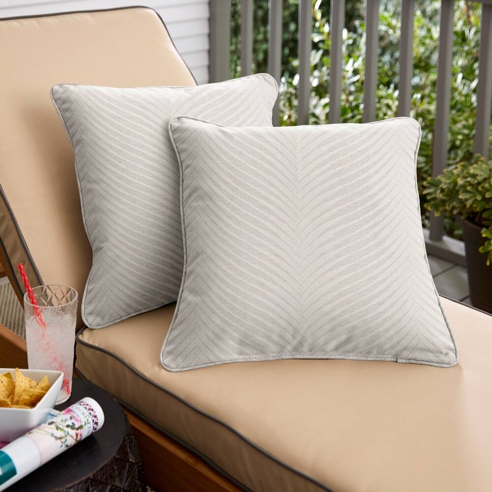 Sorra Home Sunbrella Leaf Pattern Indoor/Outdoor Corded Square Pillows (Set of 2)