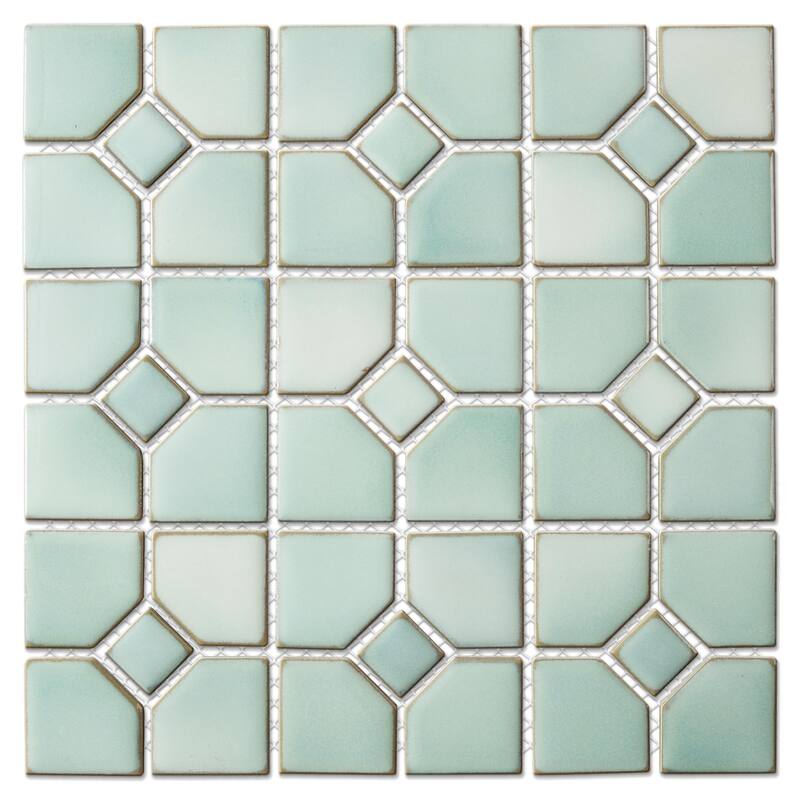 Merola Tile Hudson Oxford Mint Green 11-3/8" x 11-3/8" Porcelain Mosaic Floor and Wall Tile