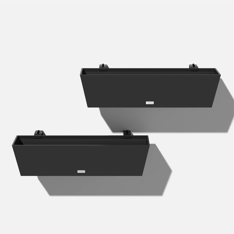 Pure Series Railing Window Box Planter - 36 inch - 2 Pack - Black