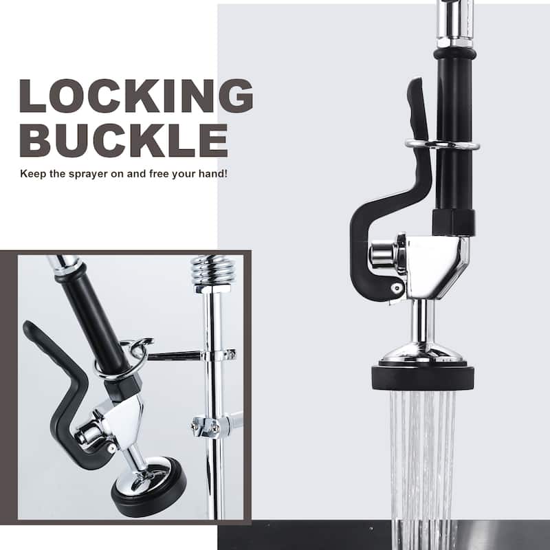 WOWOW Triple Handle Pull Down Kitchen Faucet with Pre Rinse Sprayer