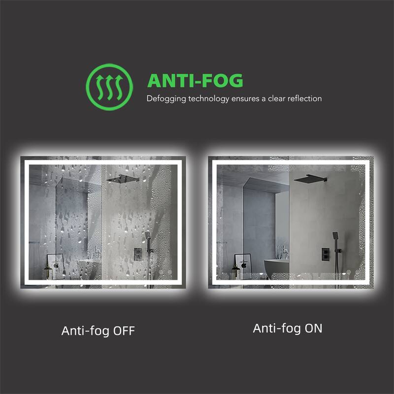 Frameless Rectangle Led Bathroom Mirror - 40X32 inches