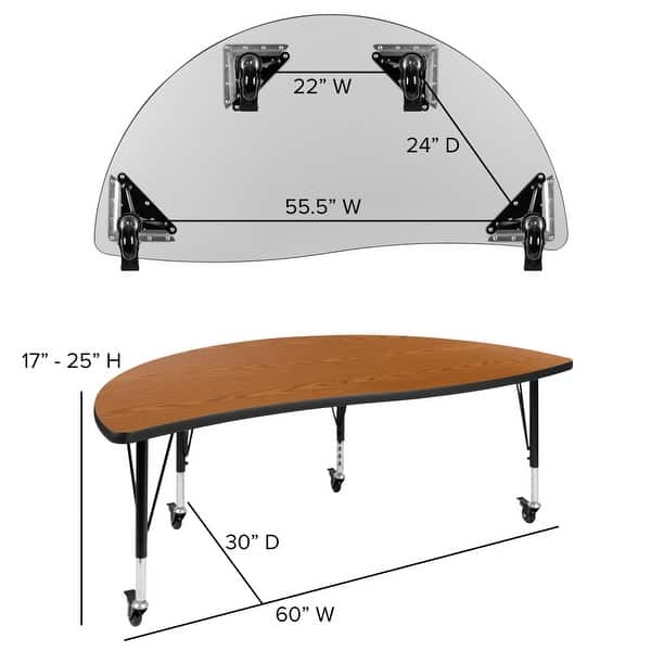 dimension image slide 1 of 4, 3PC Mobile 86" Oval Wave Flexible Grey Kids Adjustable Activity Table Set