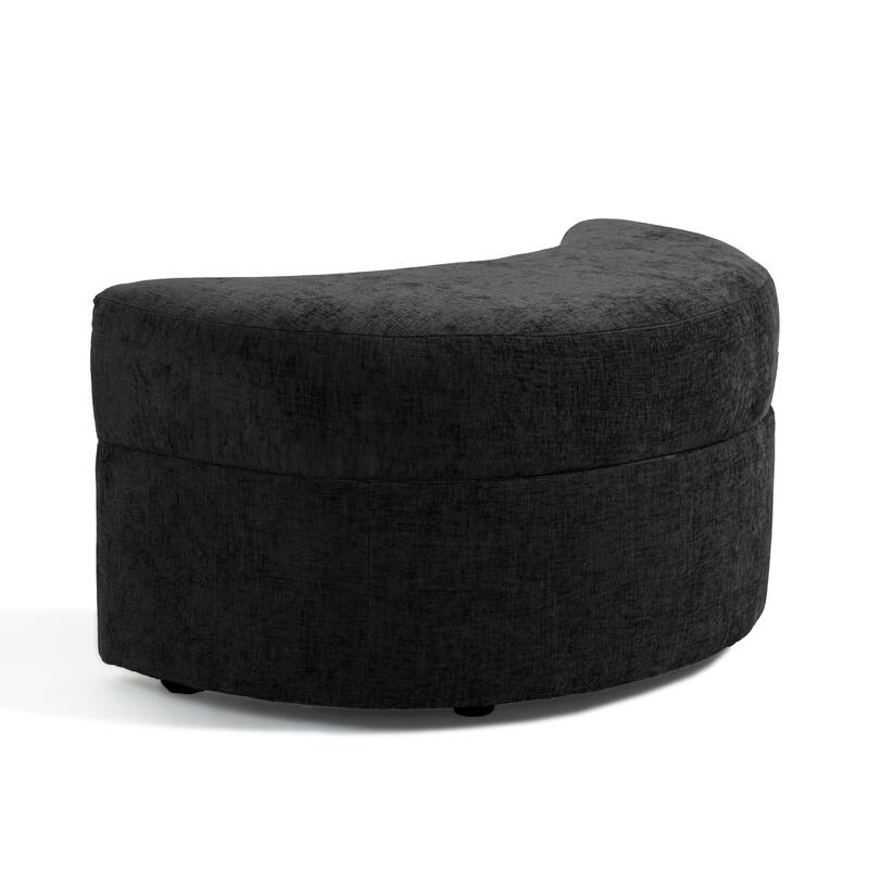 41" W Oversized Accent Barrel Swivel Chair with Moon Storage Ottoman