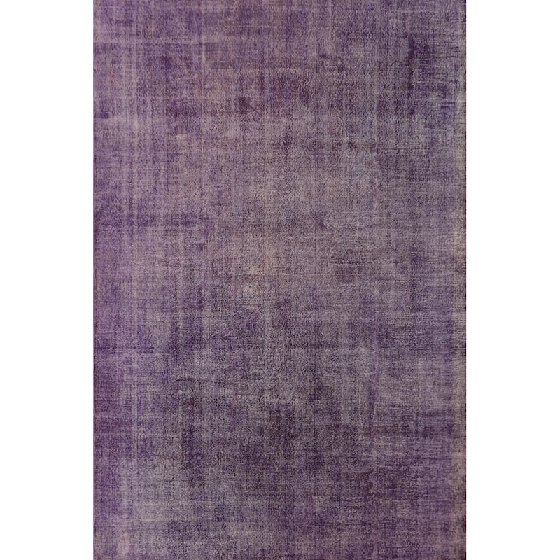 Distressed Anatolian Turkish Vintage Rug Handmade Purple Wool Carpet - 8'1" x 11'8"