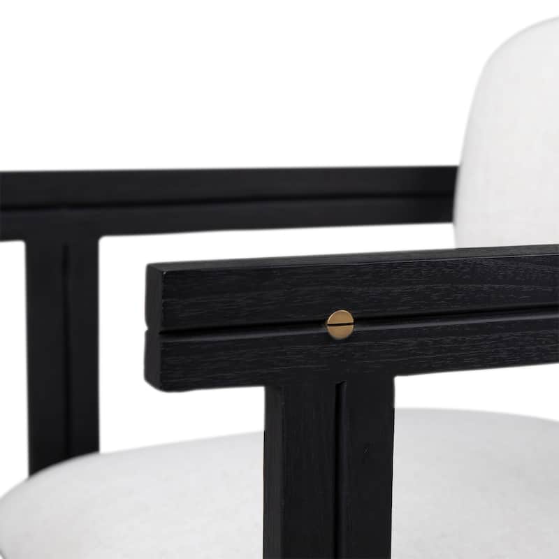 Natalie Polyester Blend Upholstered Dining Chair, Off-White/Black