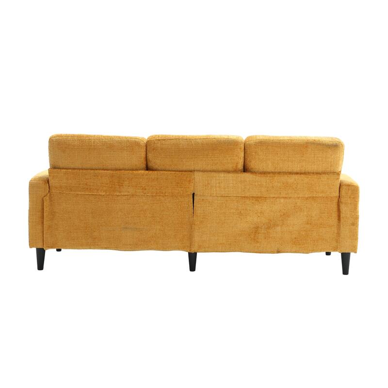 Modular Sectional Sofa with Storage Ottoman, Comfy Chenille Fabric Sofa, 3-Seater Sofa with Side Pockets & 2 Cup Holders