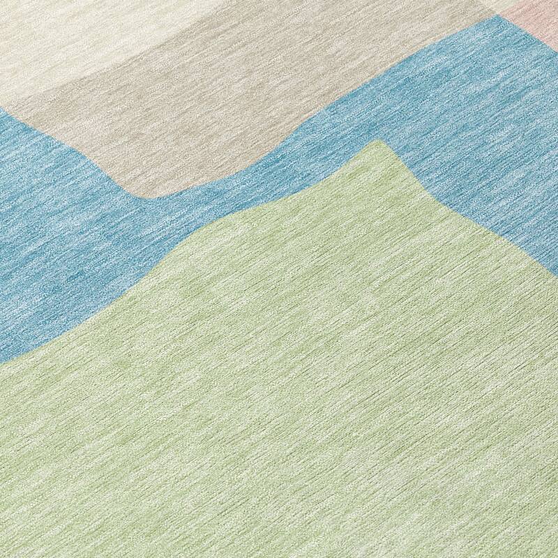 Machine Washable Indoor/ Outdoor Contemporary Blox Chantille Rug