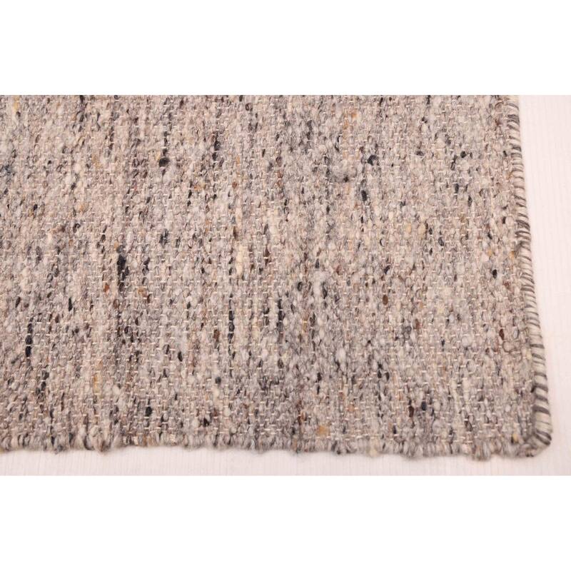 ECARPETGALLERY Flat-Weave Nevada Grey Wool Kilim - 8'0 x 10'0