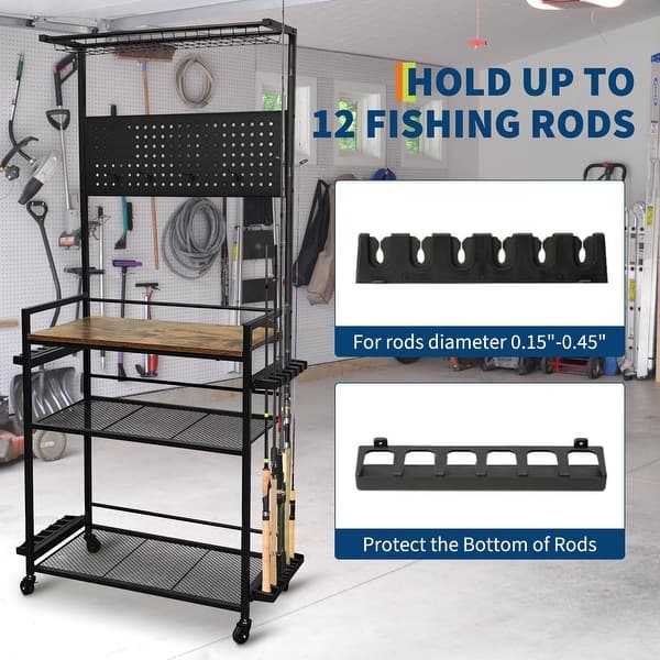 Fishing Rod Storage Cart with Pegboard - Bed Bath & Beyond - 43794188