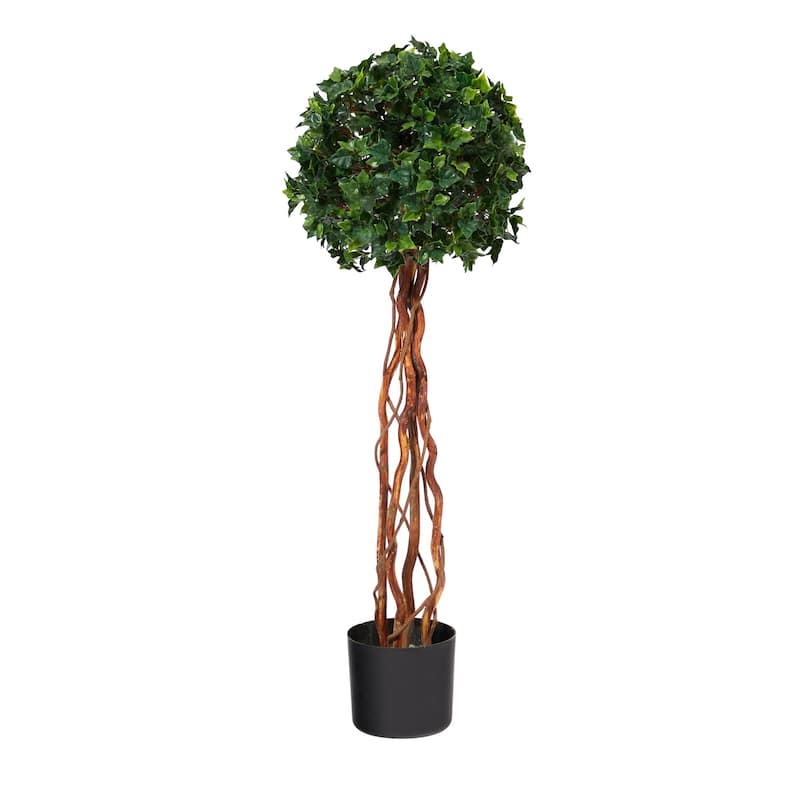 Artificial Topiary Tree - 3.5ft English Modern Marvel Ball Tree - Indoor Outdoor Decor - Green - 51-60 Inches
