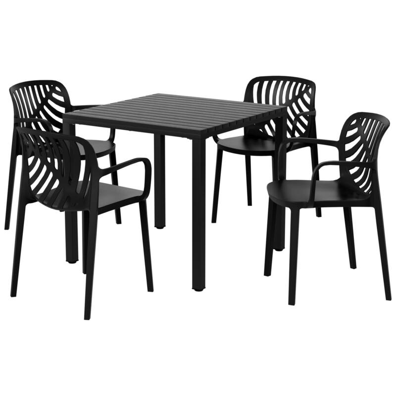 Frond and Form 4-Person Outdoor Square Dining Set - Black
