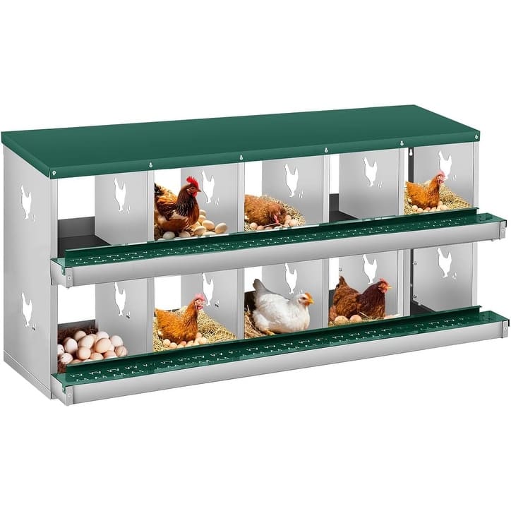 10 Compartment Nesting Box, Chicken Laying Box, Easy to Clean and Install - Green