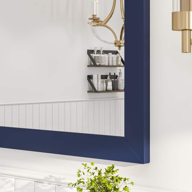 Eviva Acclaim 36" x 30" Rectangular Blue Wooden Framed Mirror - 36X30