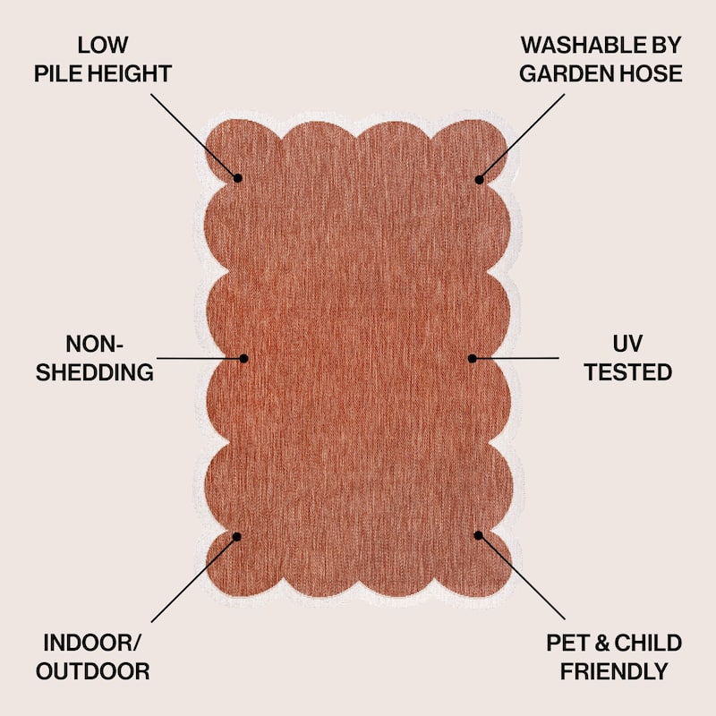 JONATHAN Y Alice Classic Cottage Two-Tone Scalloped Indoor/Outdoor Shaped Area Rug