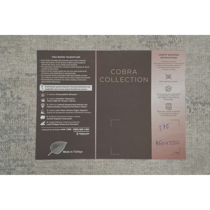 Machine Made Oriental Polyester Carpet Abstract Greys & Charcoal Distressed Area Rug - 7' 5'' X 5' 2''