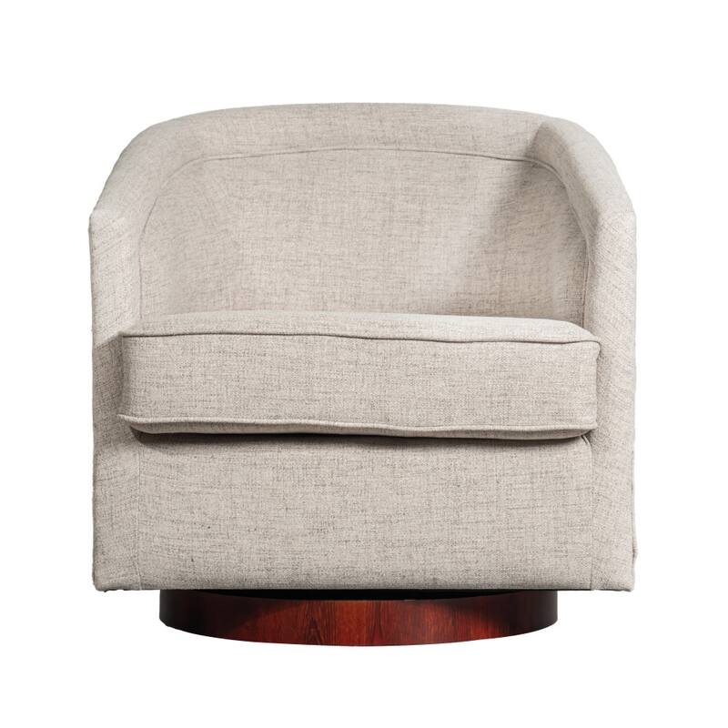Traditional Club Style Upholstered Accent Chair with 360° Swivel Metal Base
