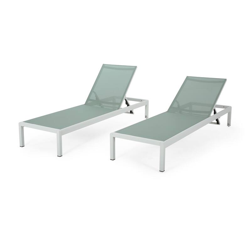 Cape Coral Outdoor Aluminum Chaise Lounge (Set of 2) by Christopher Knight Home - 77.56" D x 25.20" W x 11.80" H
