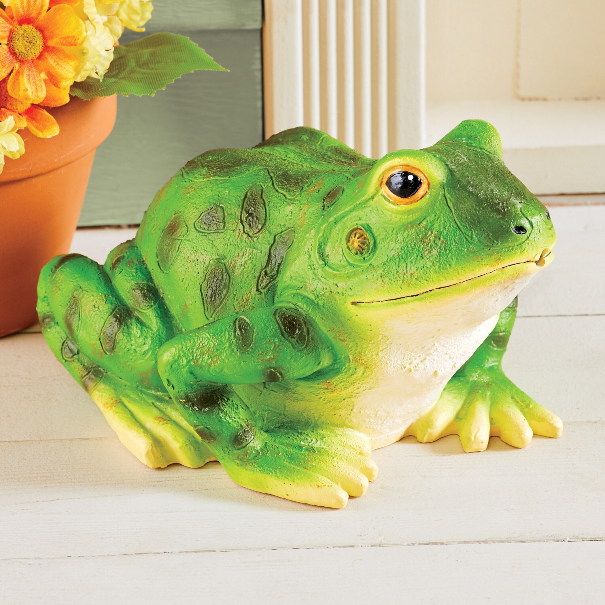 クリスマスセール‼️ヒヨコブランド　ダンガン　frog大会景品1点物⁉︎ Hand-Painted Motion Activated Croaking Frog Lawn Ornament - 6 x