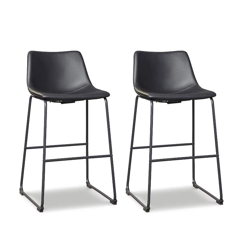 Signature Design by Ashley Centiar Black Bar Stool (Set of 2)