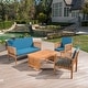 preview thumbnail 26 of 46, Carolina 4-piece Outdoor Acacia Sofa Set by Christopher Knight Home