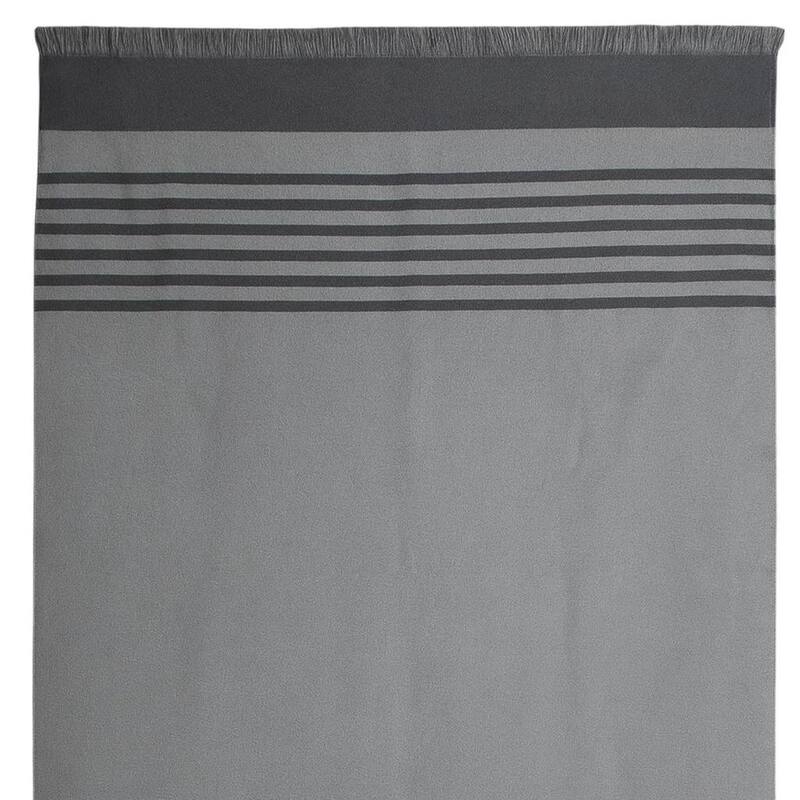 HomeRoots 54" X 74" Charcoal Striped Wool Acrylic Blend Throw Blanket with Fringe