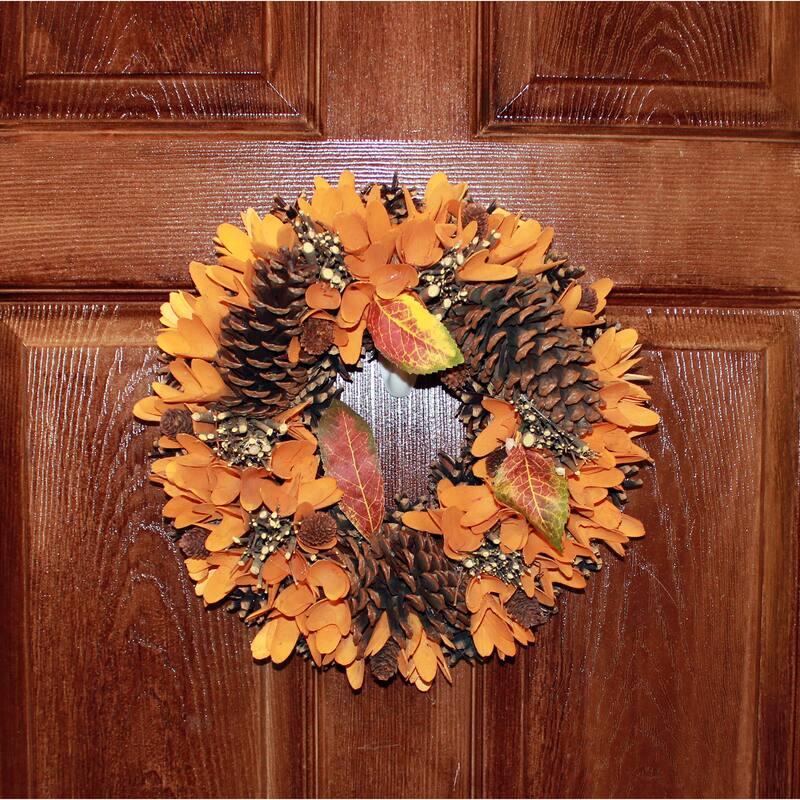 15" Pine Cone & Wood Curl Wreath