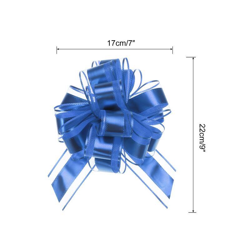 12pcs 9" Large Pull Bow Metallic Gift Wrapping Bows Ribbon Organza - Blue