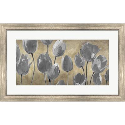 Luca Villa 'Grey Tulips' Framed Art