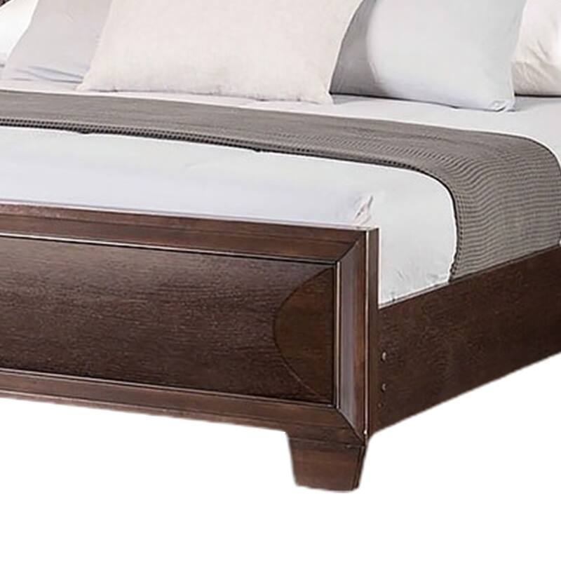 Nitz King Bed, Paneled Headboard with Beveled Fronts, Espresso Brown Wood