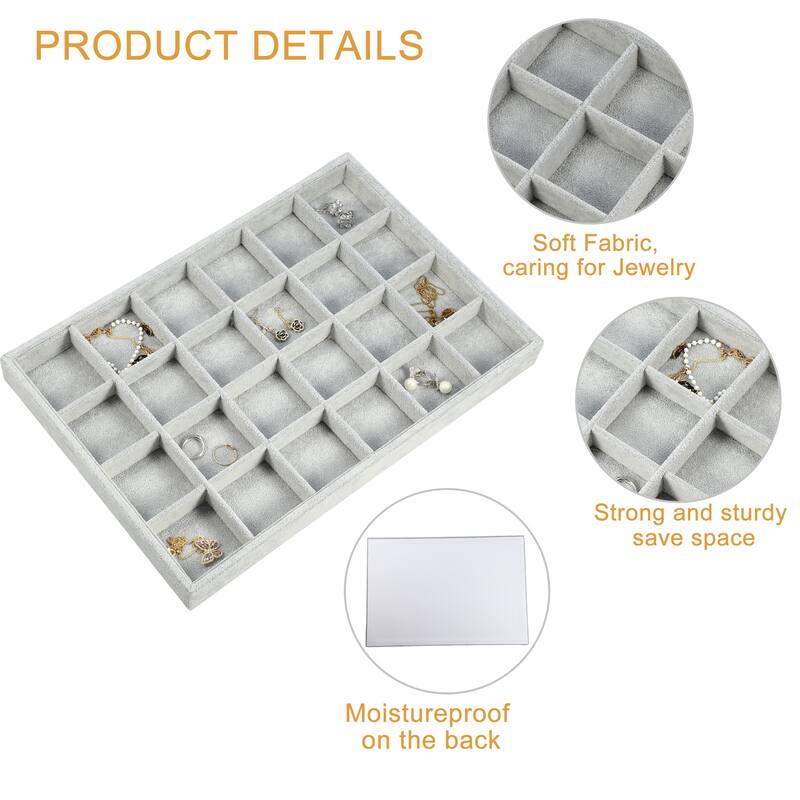 24 Grid Jewelry Tray Stackable for Rings Earrings Necklace Bracelet